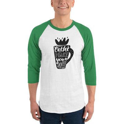 Men's 3/4th Sleeve Raglan T- Shirt - Coffee makes your day better