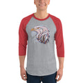 Men's 3/4th Sleeve Raglan T- Shirt - Eagle Doodle- Color