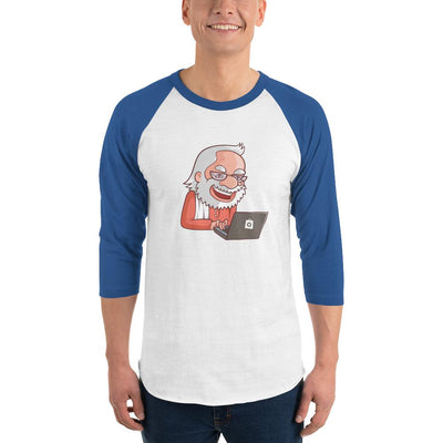 Men's 3/4th Sleeve Raglan T- Shirt - Narendra Modi- Laptop Cartoon