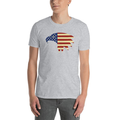 Men's Round Neck T Shirt - Eagle- American Flag design