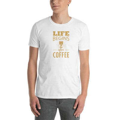 Men's Round Neck T Shirt - Life begins after coffee