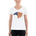 Women's V-Neck T-shirt - Eagle- American Flag design