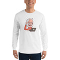 Men's Long Sleeve T-Shirt - Narendra Modi- Laptop Cartoon