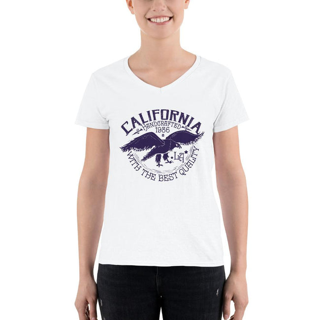 Women's V-Neck T-shirt - California- LA- Eagle