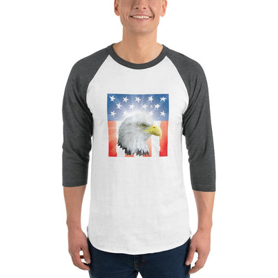 Men's 3/4th Sleeve Raglan T- Shirt - Shining- Eagle & Star Spangled Banner