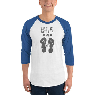 Men's 3/4th Sleeve Raglan T- Shirt - Flip-Flop through Life