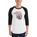 Men's 3/4th Sleeve Raglan T- Shirt - Eagle Doodle- Color