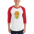 Men's 3/4th Sleeve Raglan T- Shirt - Onam- Kathakali Mask