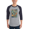 Men's 3/4th Sleeve Raglan T- Shirt - Onam Graffiti