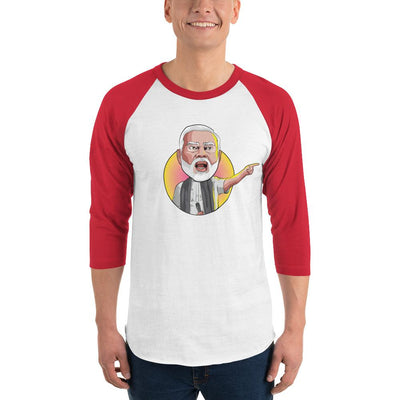 Men's 3/4th Sleeve Raglan T- Shirt - Narendra Modi- Angry