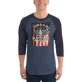 Men's 3/4th Sleeve Raglan T- Shirt - Proud to be an American- Eagle & Flag