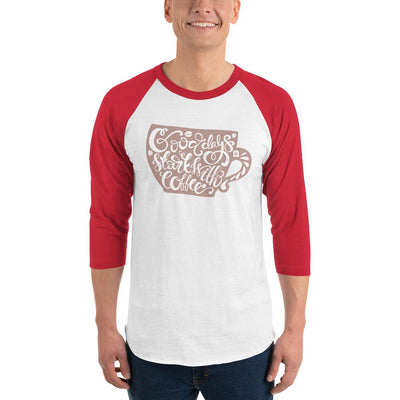 Men's 3/4th Sleeve Raglan T- Shirt - Good days start with coffee