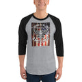 Men's 3/4th Sleeve Raglan T- Shirt - Proud to be an American- Eagle & Flag