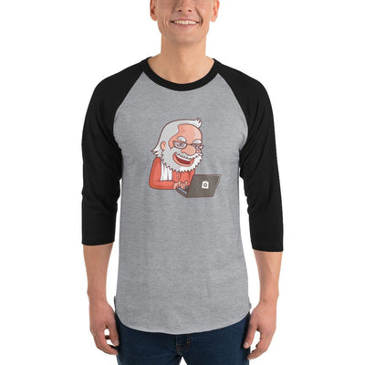 Men's 3/4th Sleeve Raglan T- Shirt - Narendra Modi- Laptop Cartoon