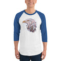 Men's 3/4th Sleeve Raglan T- Shirt - Eagle Doodle- Color