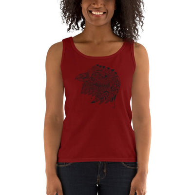 Women's Missy Fit Tank top - Eagle Doodle- Black & White