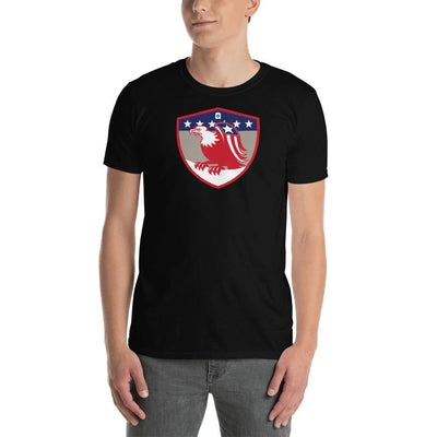 Men's Round Neck T Shirt - Bald Eagle in Shield, Retro design