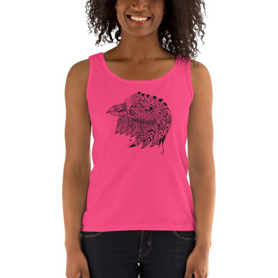 Women's Missy Fit Tank top - Eagle Doodle- Black & White