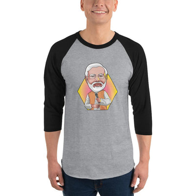 Men's 3/4th Sleeve Raglan T- Shirt - Narendra Modi- Peaceful