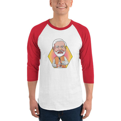 Men's 3/4th Sleeve Raglan T- Shirt - Narendra Modi- Peaceful