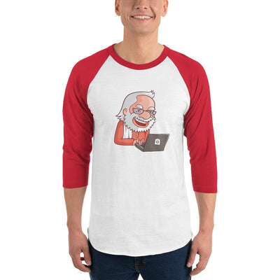 Men's 3/4th Sleeve Raglan T- Shirt - Narendra Modi- Laptop Cartoon