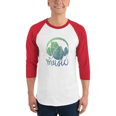 Men's 3/4th Sleeve Raglan T- Shirt - Beat of Heart