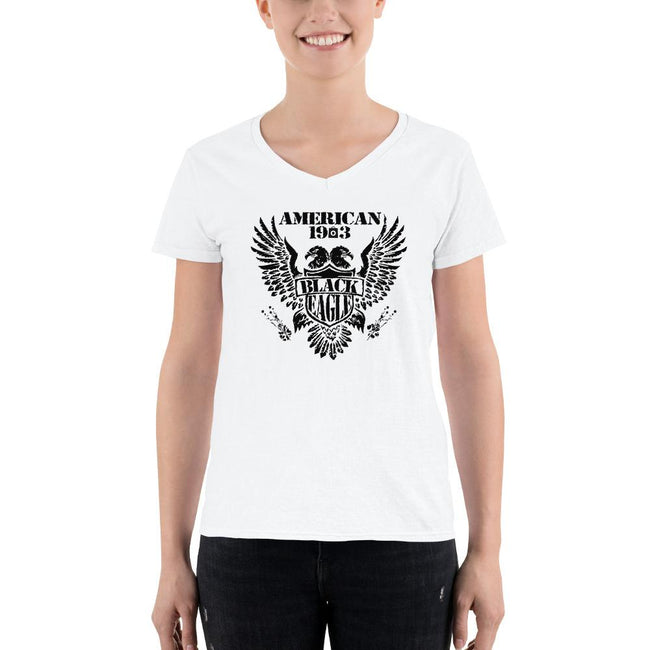 Women's V-Neck T-shirt - Black Eagle- American