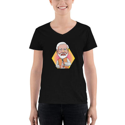 Women's V-Neck T-shirt - Narendra Modi- Peaceful