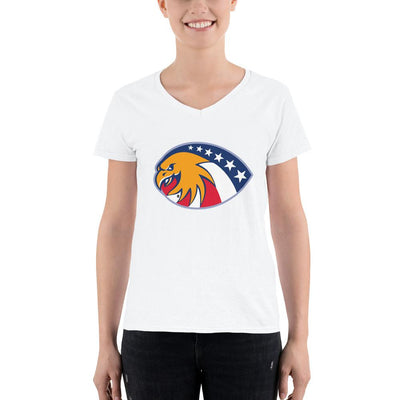 Women's V-Neck T-shirt - 6 Stars in a circle- Eagle Design