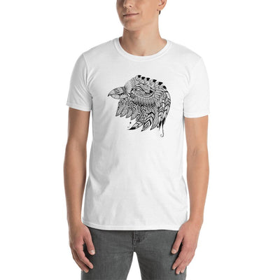 Men's Round Neck T Shirt - Eagle Doodle- Black & White