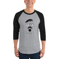 Men's 3/4th Sleeve Raglan T- Shirt - Goatee and Moustache