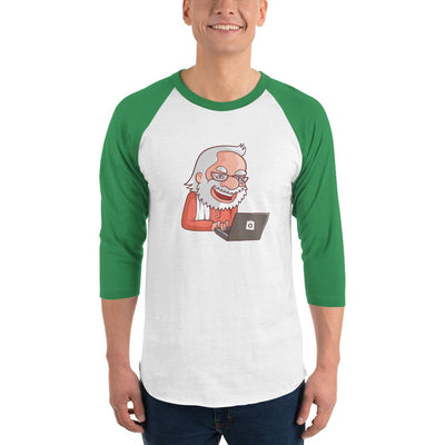 Men's 3/4th Sleeve Raglan T- Shirt - Narendra Modi- Laptop Cartoon
