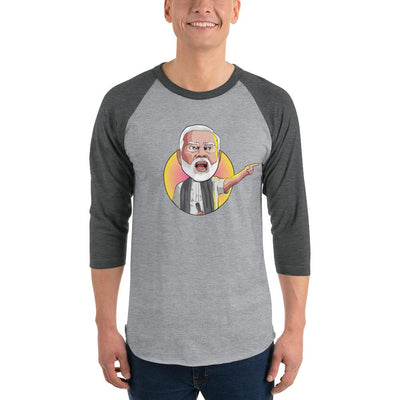 Men's 3/4th Sleeve Raglan T- Shirt - Narendra Modi- Angry