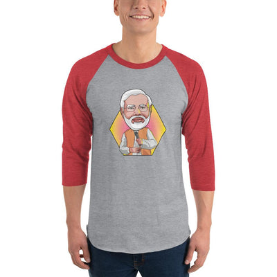 Men's 3/4th Sleeve Raglan T- Shirt - Narendra Modi- Peaceful