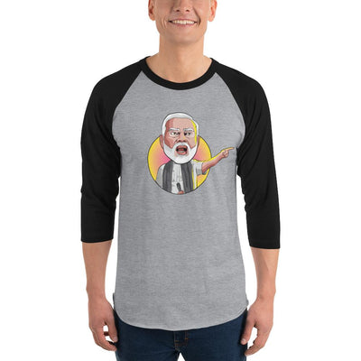 Men's 3/4th Sleeve Raglan T- Shirt - Narendra Modi- Angry