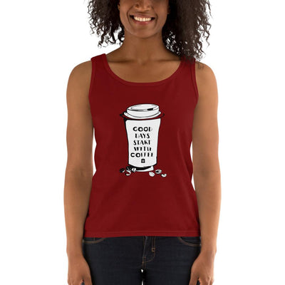 Women's Missy Fit Tank top - Good days start with coffee- Takeaway cup