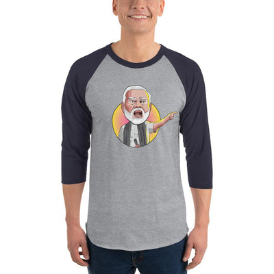Men's 3/4th Sleeve Raglan T- Shirt - Narendra Modi- Angry