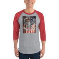 Men's 3/4th Sleeve Raglan T- Shirt - Proud to be an American- Eagle & Flag