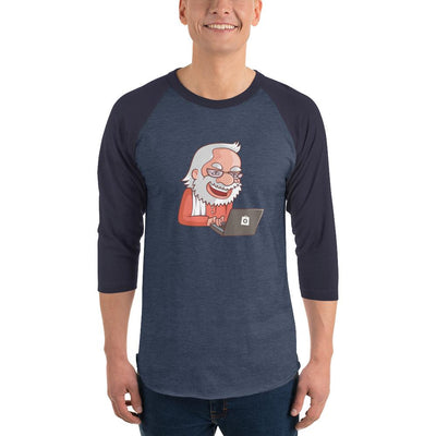 Men's 3/4th Sleeve Raglan T- Shirt - Narendra Modi- Laptop Cartoon