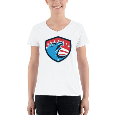 Women's V-Neck T-shirt - Eagle & 7 stars