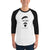 Men's 3/4th Sleeve Raglan T- Shirt - Goatee and Moustache