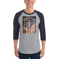 Men's 3/4th Sleeve Raglan T- Shirt - Proud to be an American- Eagle & Flag