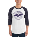 Men's 3/4th Sleeve Raglan T- Shirt - California- LA- Eagle