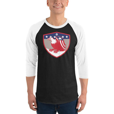 Men's 3/4th Sleeve Raglan T- Shirt - Bald Eagle in Shield, Retro design