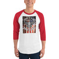 Men's 3/4th Sleeve Raglan T- Shirt - Proud to be an American- Eagle & Flag