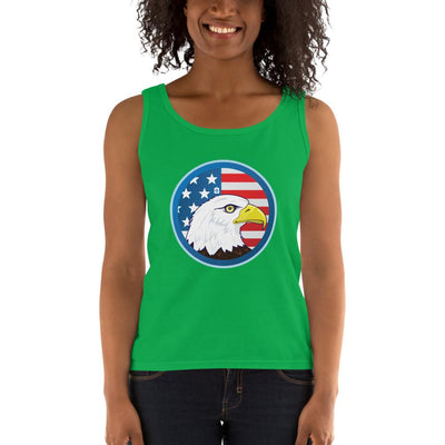 Women's Missy Fit Tank top - Eagle- US Flag Backdrop