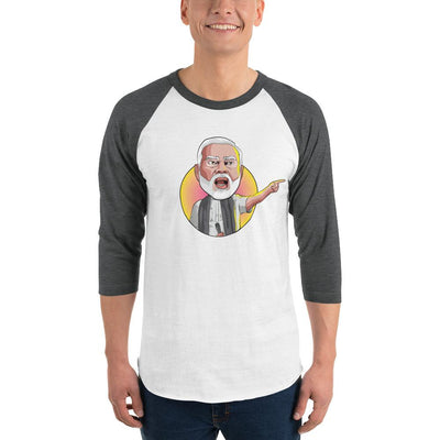 Men's 3/4th Sleeve Raglan T- Shirt - Narendra Modi- Angry