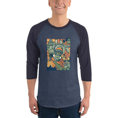 Men's 3/4th Sleeve Raglan T- Shirt - Onam Graffiti