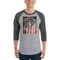 Men's 3/4th Sleeve Raglan T- Shirt - Proud to be an American- Eagle & Flag