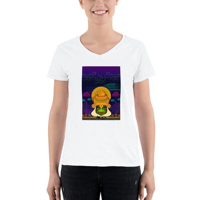 Women's V-Neck T-shirt - Onam- Dancers of Kerala